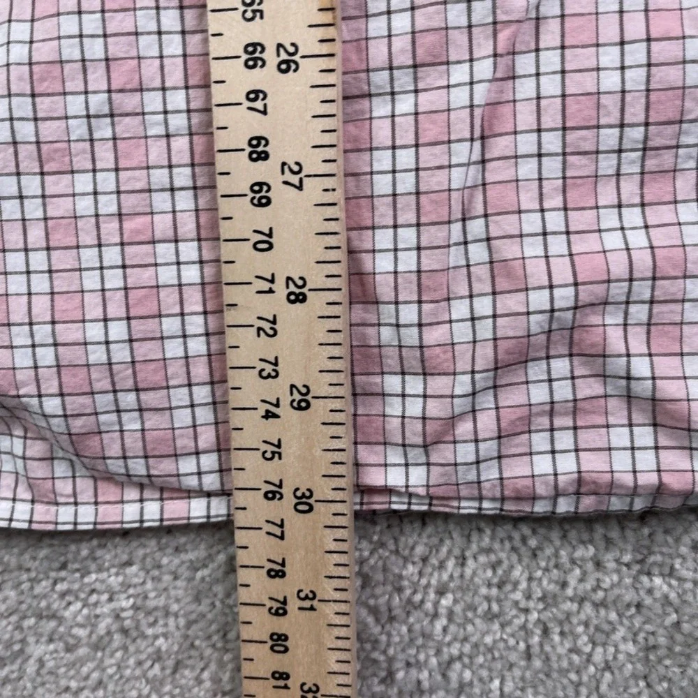 Banana Republic Shirt‎ Mens 2XL XXL Pink Checkered Slim Fit Untucked Cotton